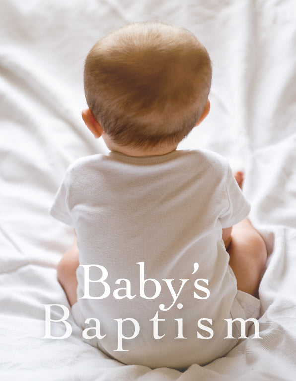Baby Baptism Card - Baby Seated On Bed