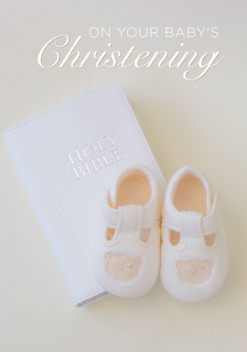 Christening Card - Bible and Shoes