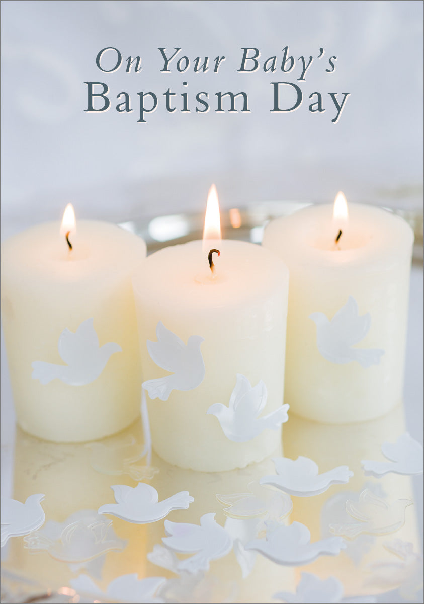 Baby Baptism Card - Candles/Paper Doves