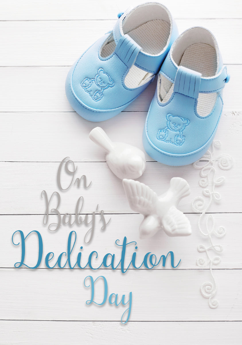 Dedication Card - Blue Shoes and Doves