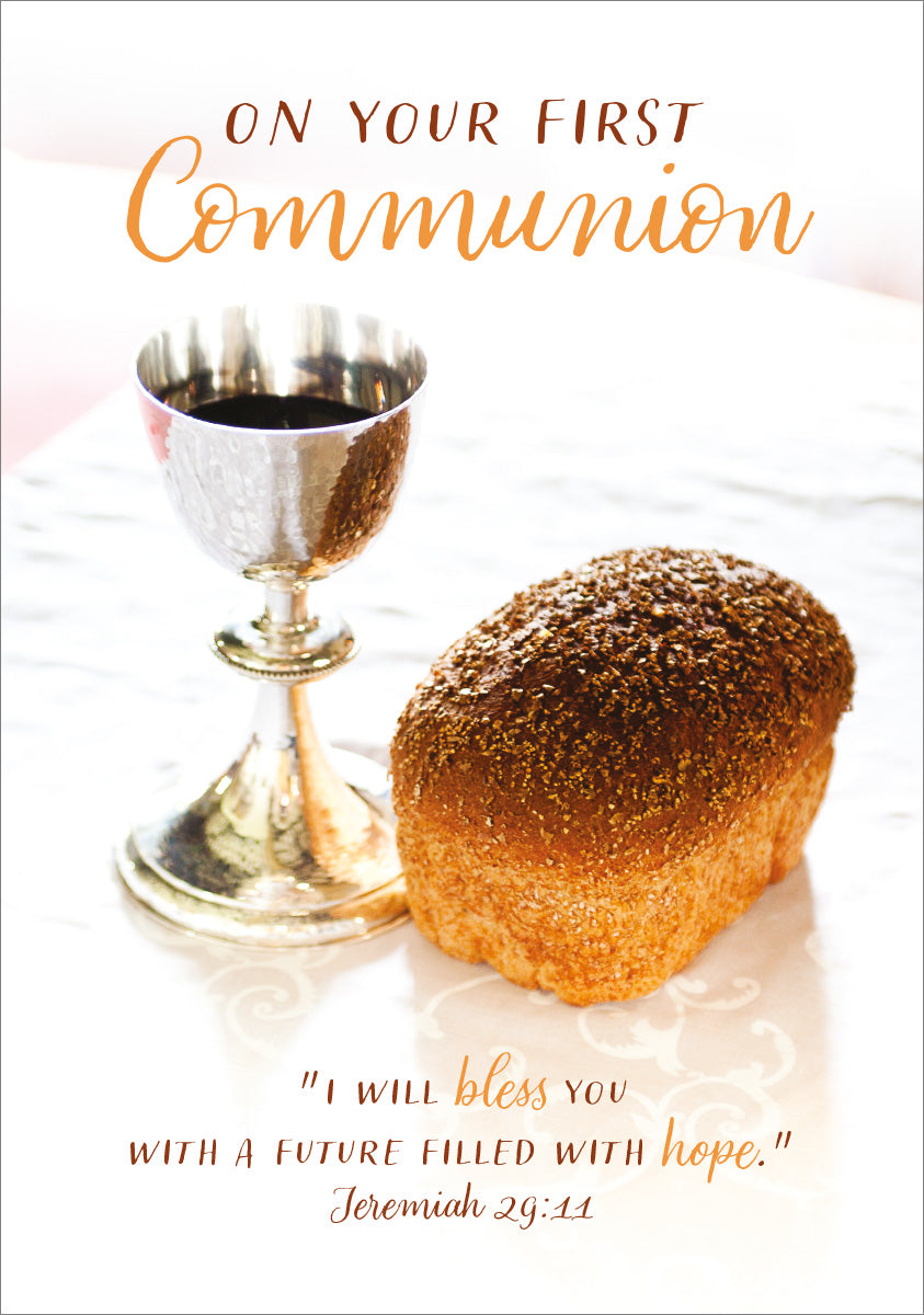 First Communion Card - Chalice and Bread