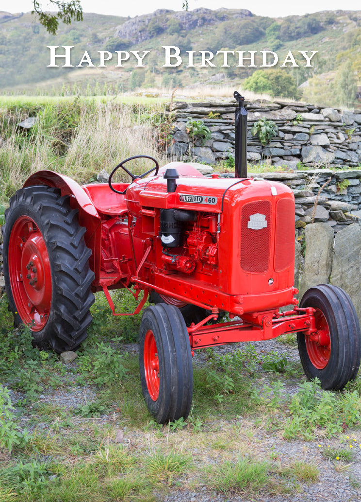 Birthday Card - Red Nuffield Tractor