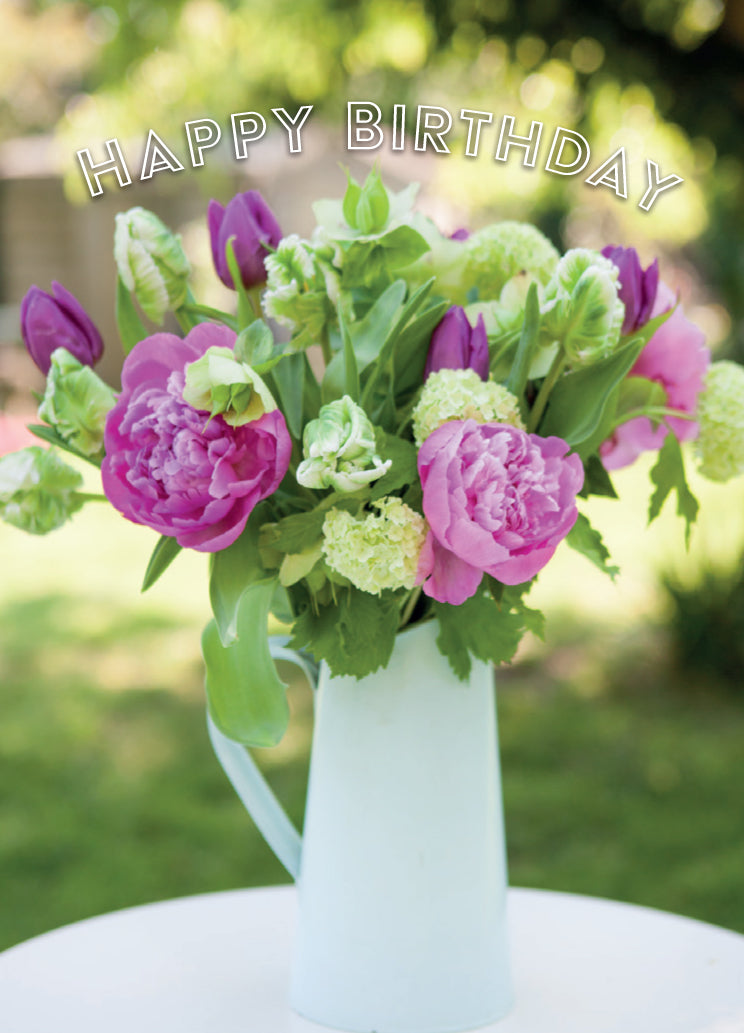 Birthday Card - Paeony And Tulip Jug
