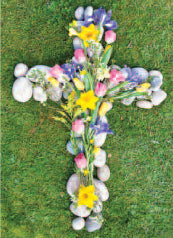 4173 Blank: Floral Cross On Pebbles