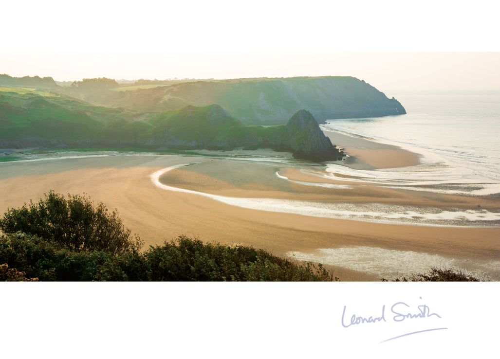 Blank Card - Three Cliffs Bay Gower - Leonard Smith