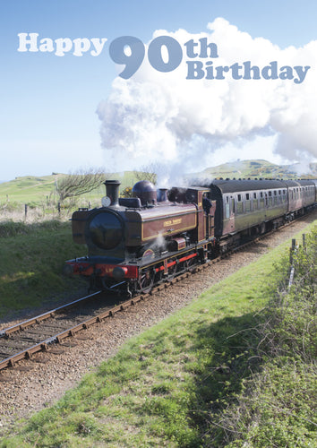 Age 90 Card - Steam Train - Leonard Smith
