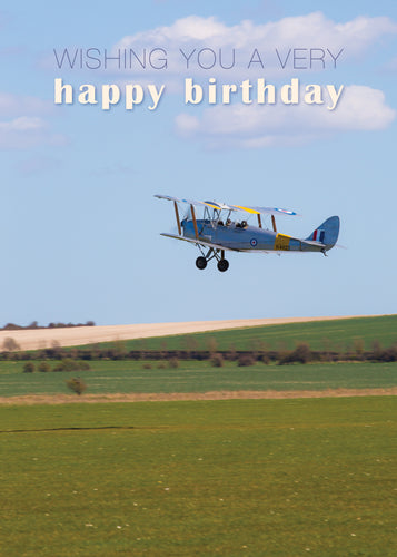 Birthday Card - Tiger Moth Biplane - Leonard Smith