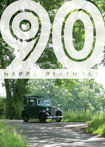 Age 90 Card - Green Austin Seven - Leonard Smith