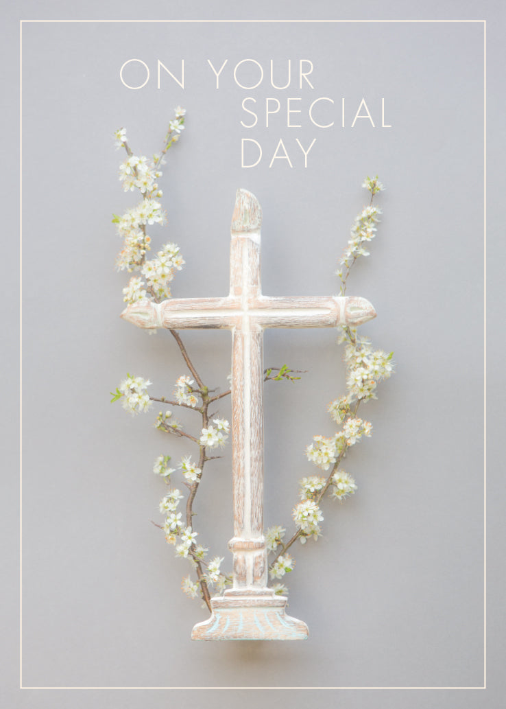 Special Day Card - Cross With Blossom