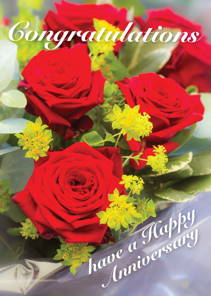 Anniversary Card - Red Roses Bouquet - Leonard Smith