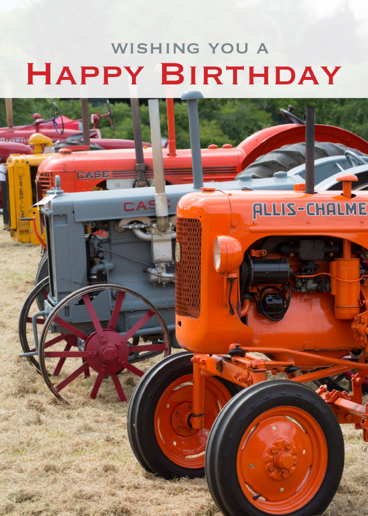 Birthday Card - Vintage Tractor Lineup - Leonard Smith