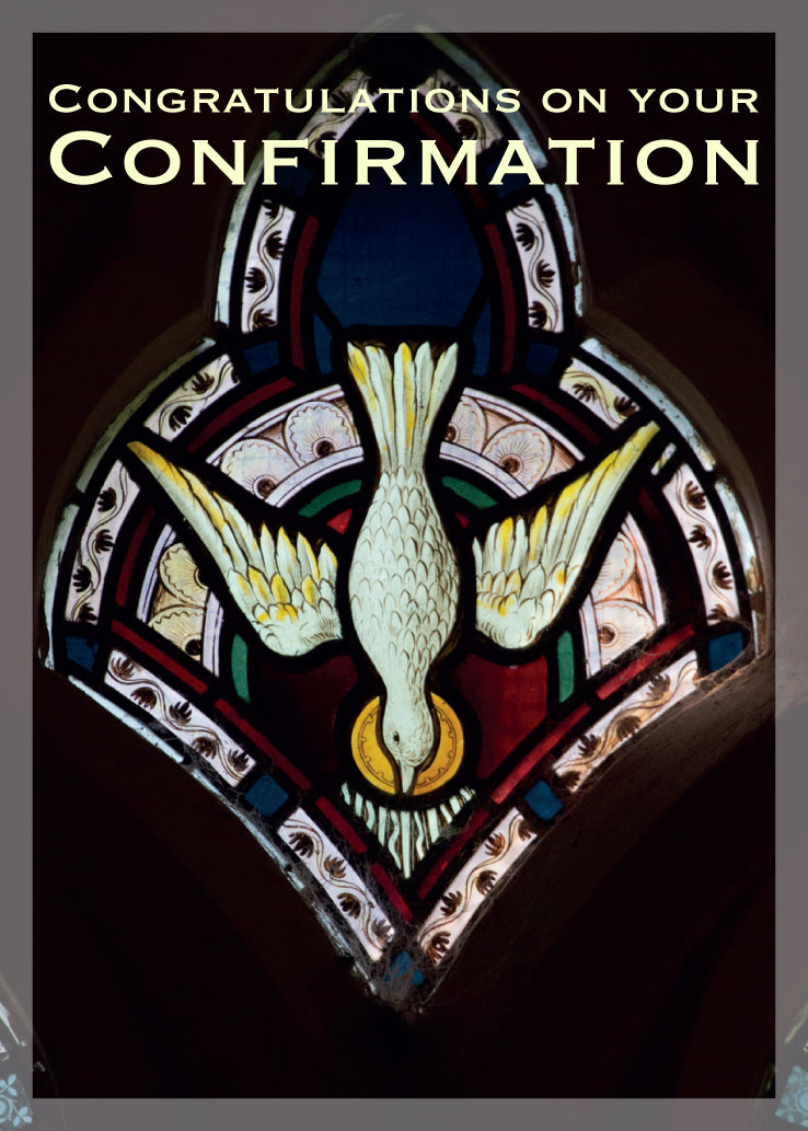 Confirmation Card - Dove Stained Glass