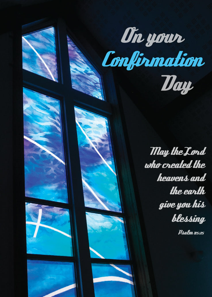 Confirmation Card - Blue Stained Glass