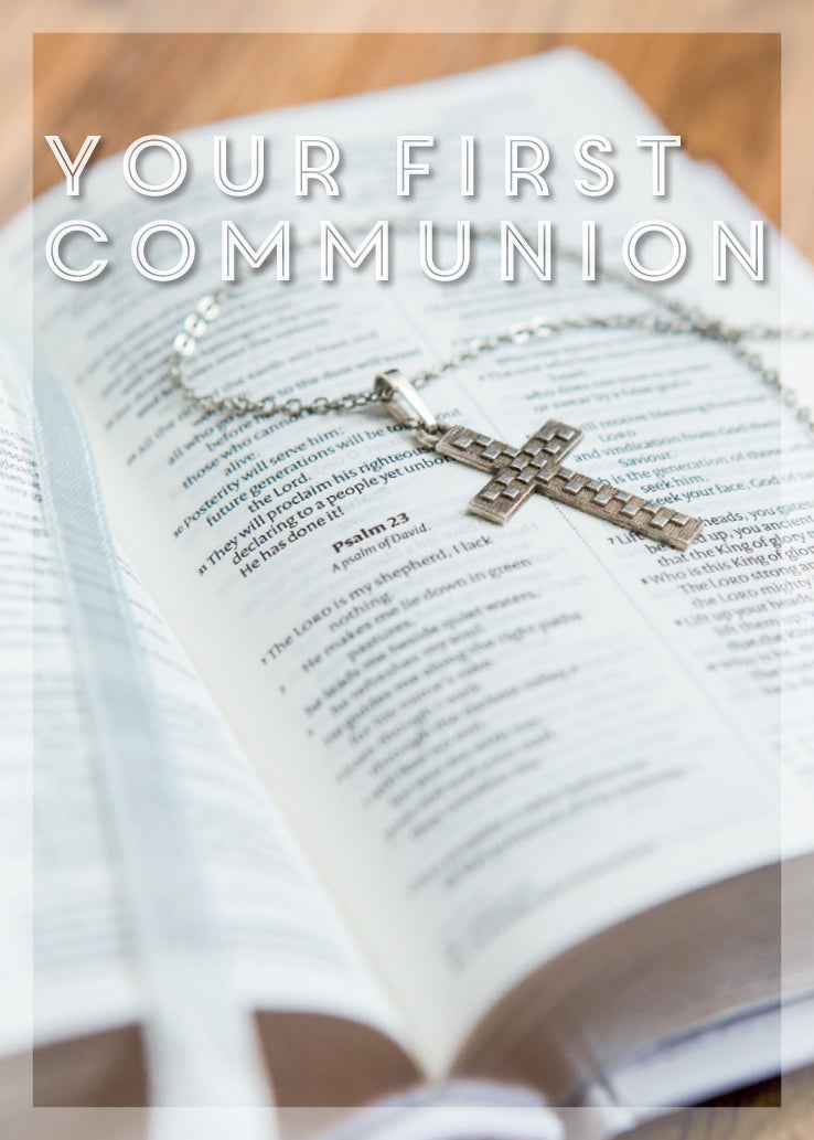 1st Communion Card - Bible/Silver Cross - Leonard Smith