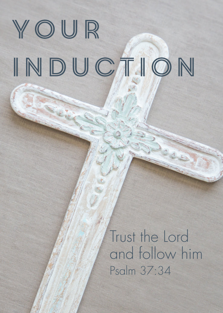 Induction Card - Carved White Cross