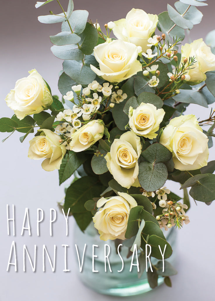 Anniversary Card - Roses And Eucalyptus - Leonard Smith