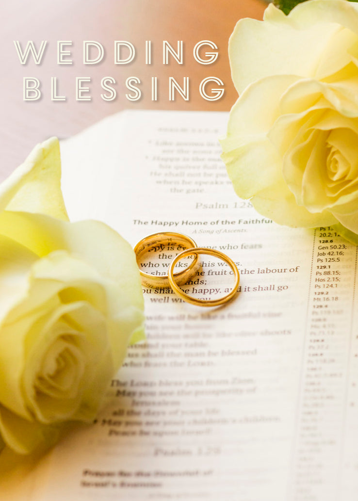 Wedding Day Card - Rings Roses And Bible