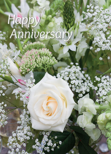 Anniversary Card - White Roses - Leonard Smith