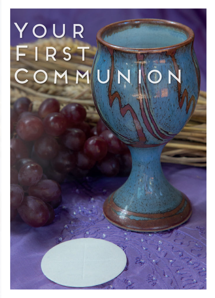 1st Communion Card - Blue Chalice Scene - Leonard Smith