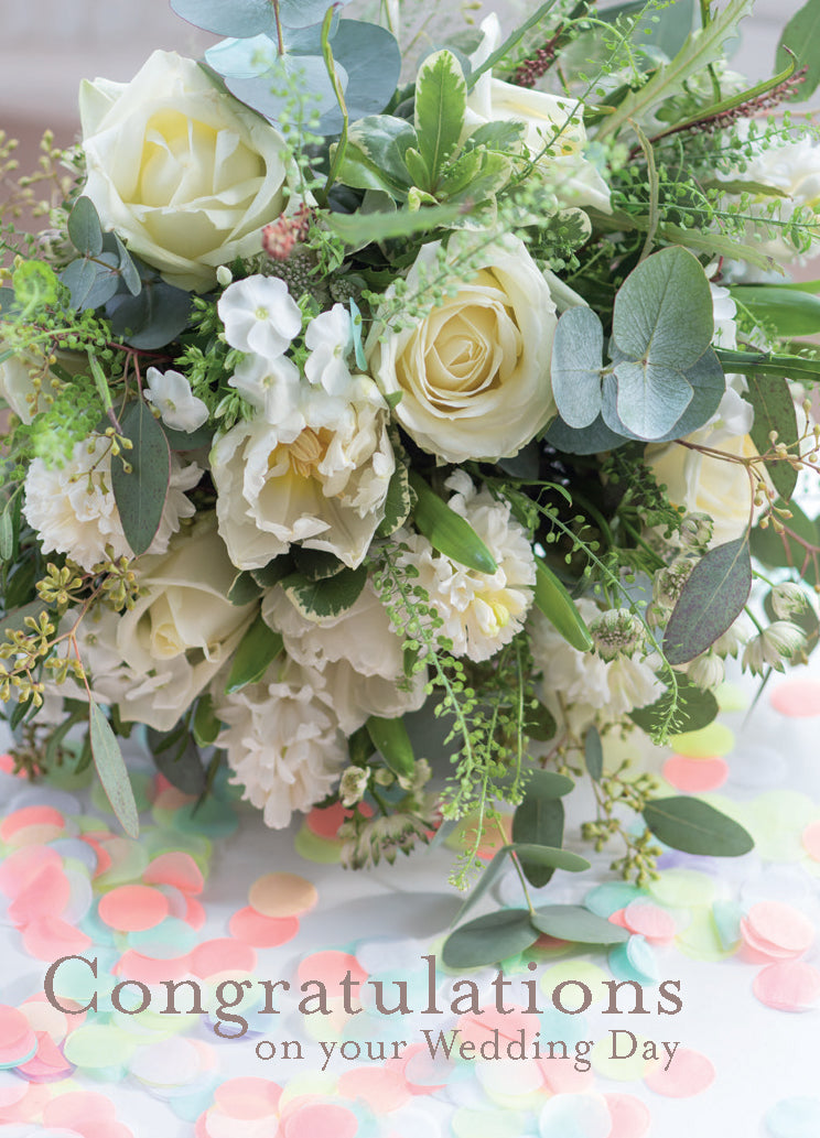 Wedding Day Card - Bouquet With Confetti