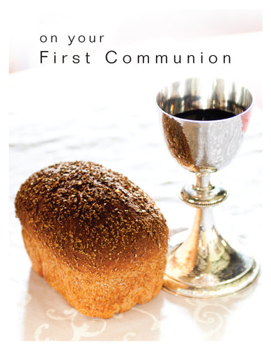 1st Communion Card - Chalice And Bread - Leonard Smith