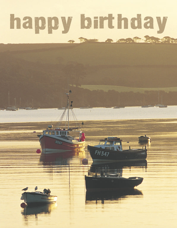 Birthday Card - Fishing Boats/Sunrise - Leonard Smith