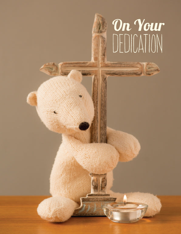 Dedication Card - Teddy Bear With Cross