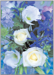 Blank Card - Blue And White Flowers