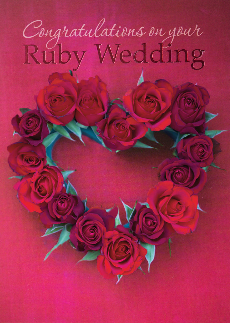Ruby Anniversary Card - Heart Foiled