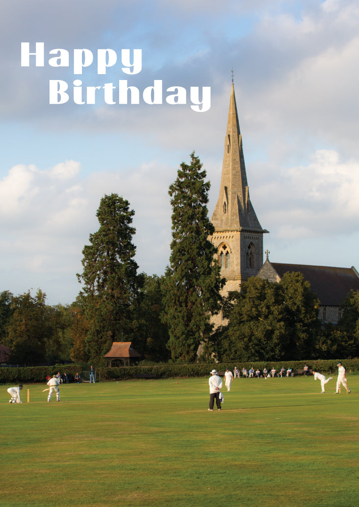 Birthday Card - Village Cricket Scene