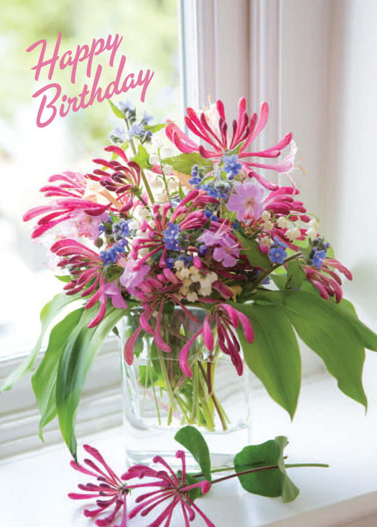 Birthday Card - Honeysuckle Vase