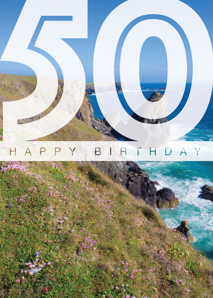Age 50 Card - Cornish Coast