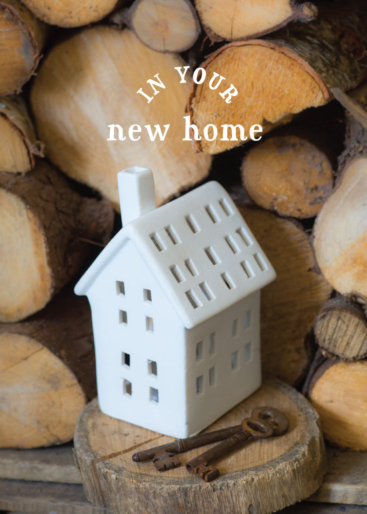 New Home Card - White Cottage Ornament