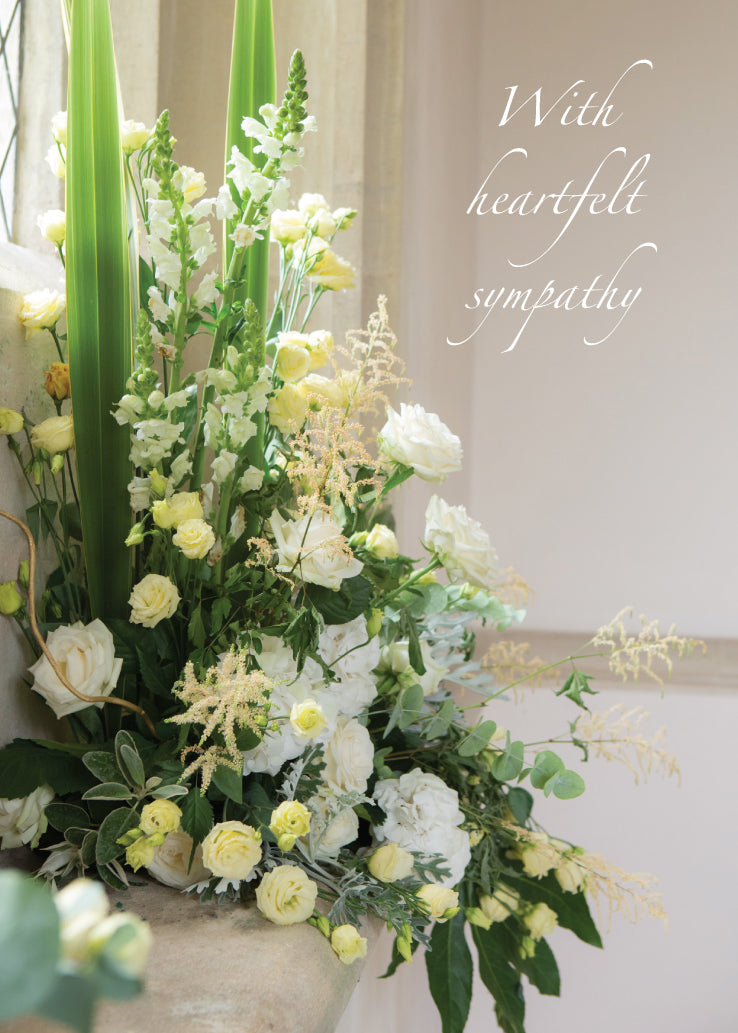 Sympathy Card - White Floral Arrangement