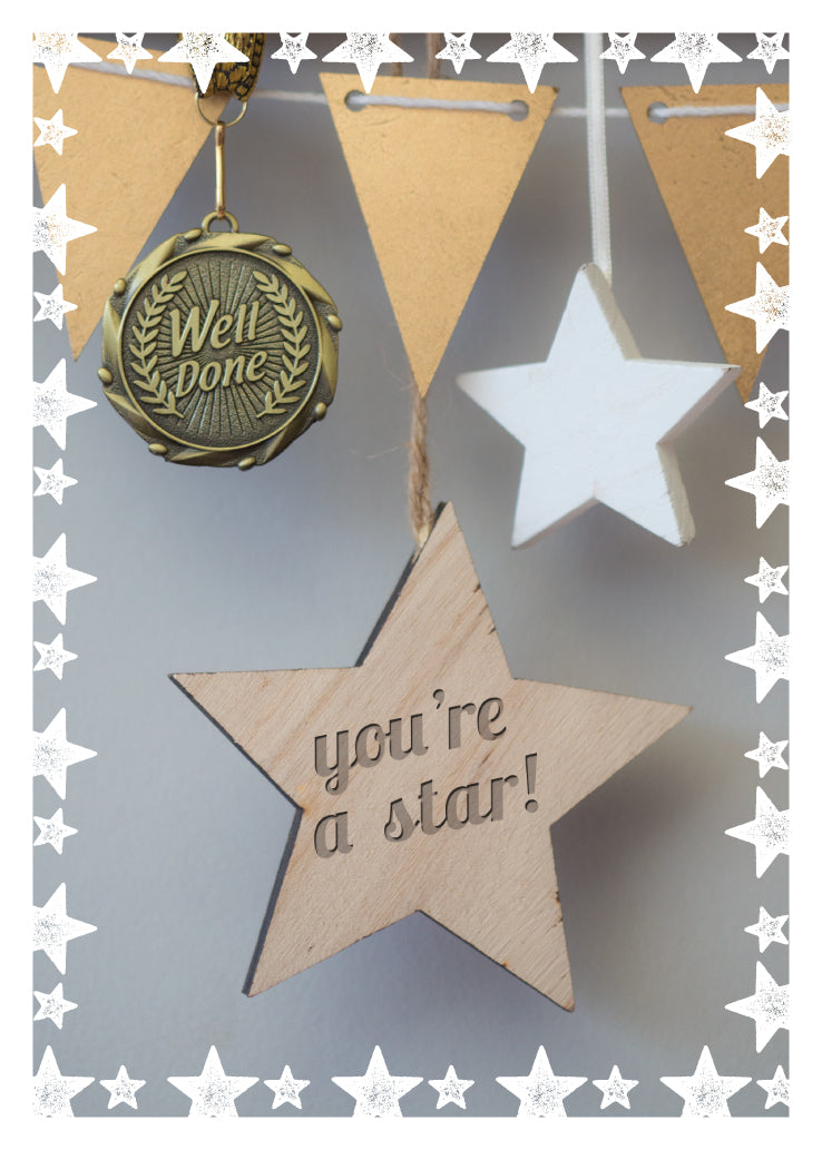 Congratulations Card - Medal And Stars