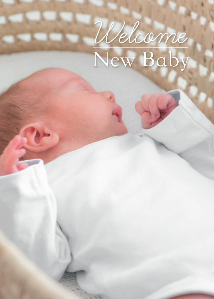 New Baby Card - Baby In Moses Basket