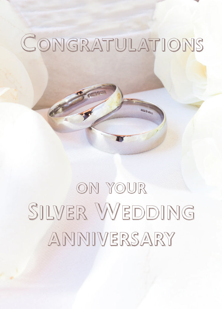 Silver Anniversary Card - Silver Rings