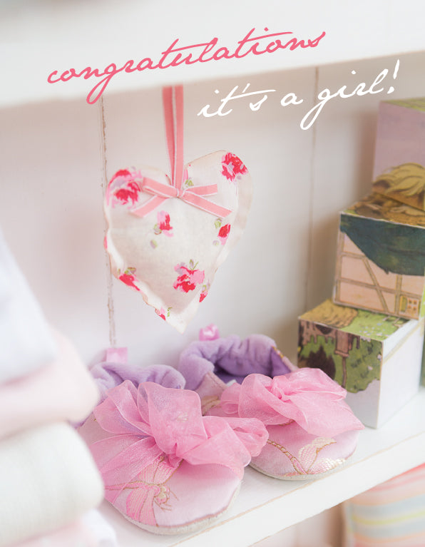 New Baby Card - Nursery Shelves Pink