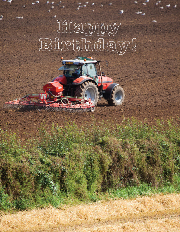 Birthday Card - Tractor Drilling