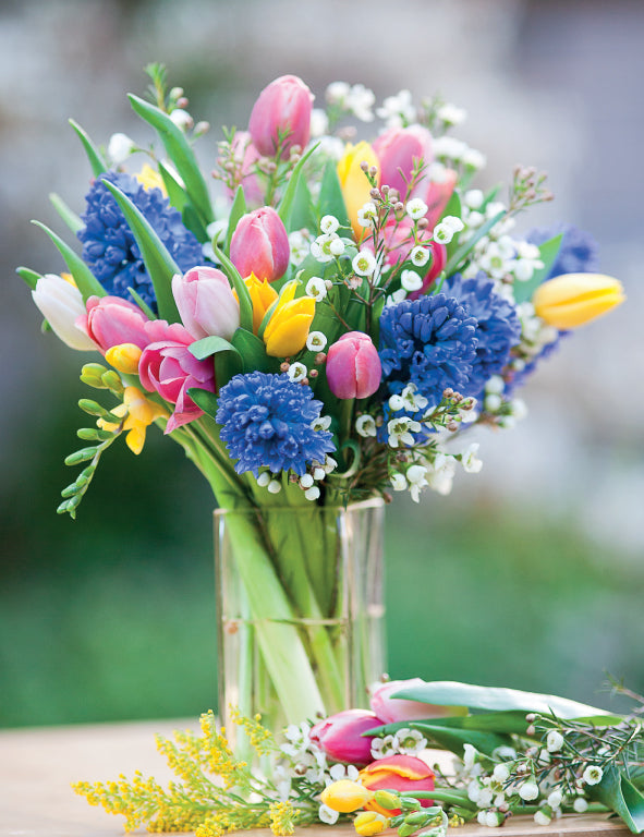 Blank Card - Spring Flowers In Glass Vase