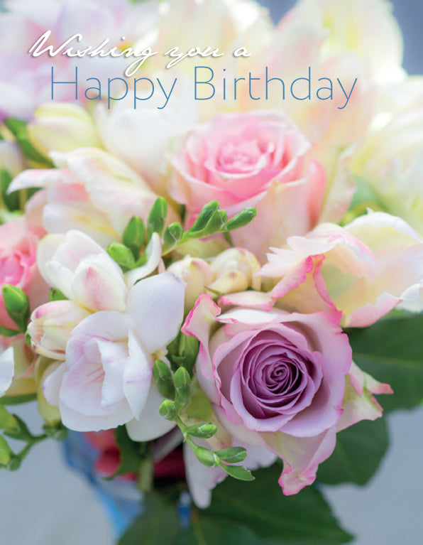 Birthday Card - Roses And Freesias