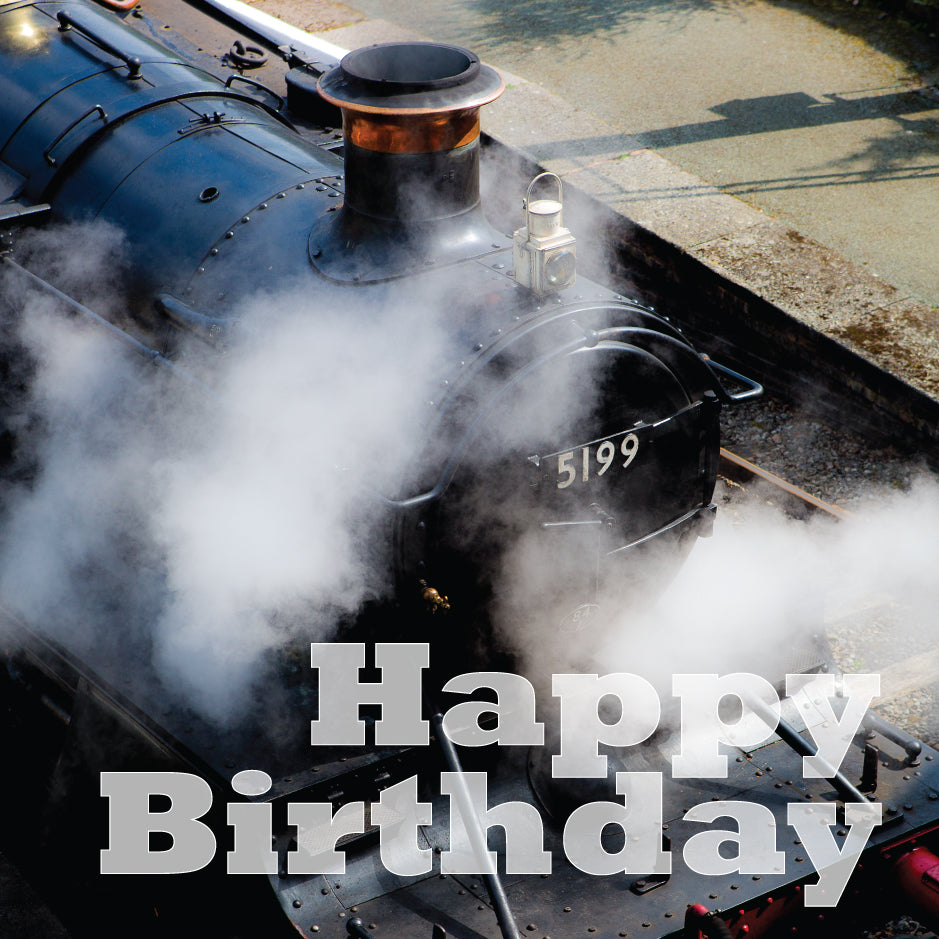 Birthday Card - Steam Train Close Up - Leonard Smith