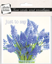 Load image into Gallery viewer, Photonotes Notecards - Grape Hyacinths (pack of 5)
