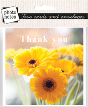 Load image into Gallery viewer, Photonotes Notecards - Yellow Gerbera (pack of 5)
