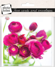 Load image into Gallery viewer, Photonotes Notecards - Pink Ranunculas (pack of 5)
