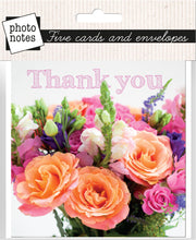 Load image into Gallery viewer, Photonotes Notecards - Peach Roses (pack of 5)
