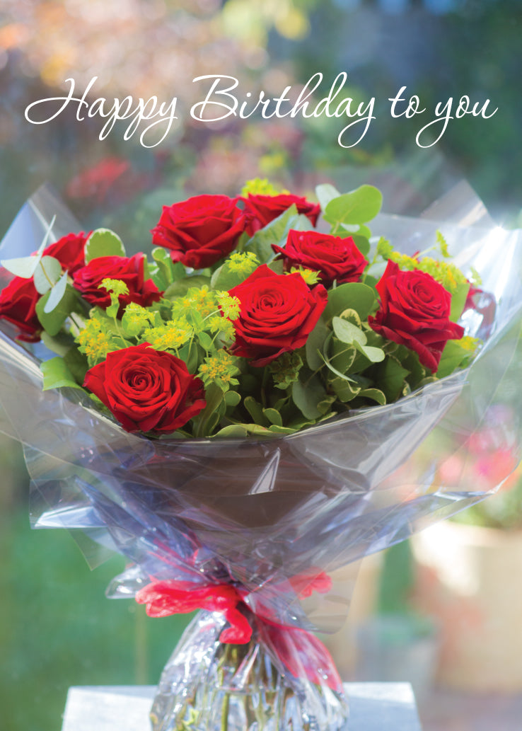 Birthday Card - Red Rose Posy